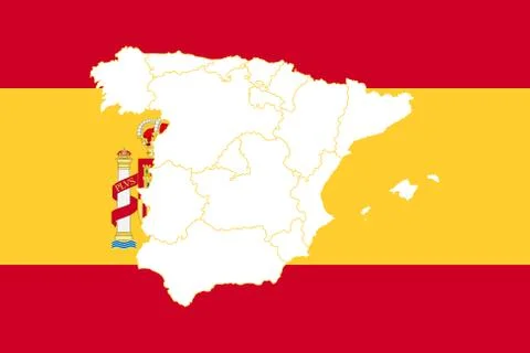 Map and flag of Spain Illustrazione stock