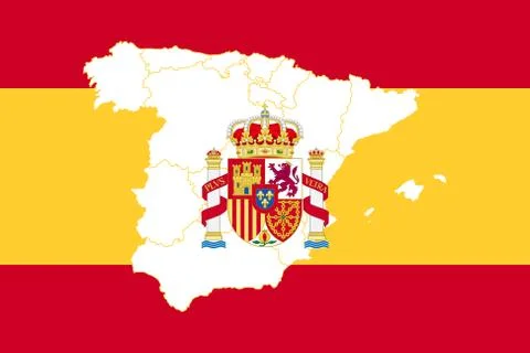 Map and flag of Spain Stock Illustration