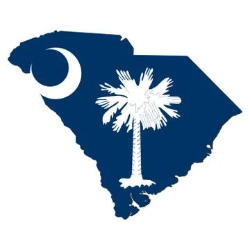 Map and flag of the state of south carolina Illustrazione stock