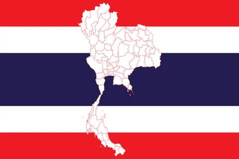 Map and flag of Thailand Stock Illustration