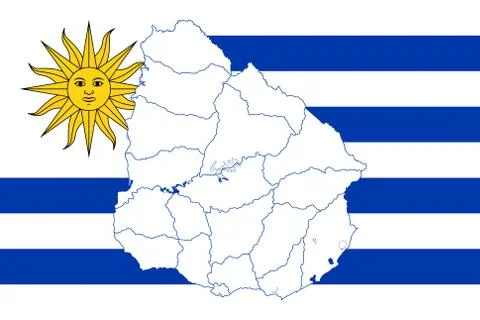 Map and flag of Uruguay Stock Illustration