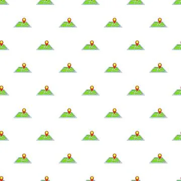 Map and GPS sign pattern, cartoon style Stock Illustration