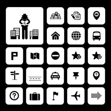 Map and location icons Illustrazione stock