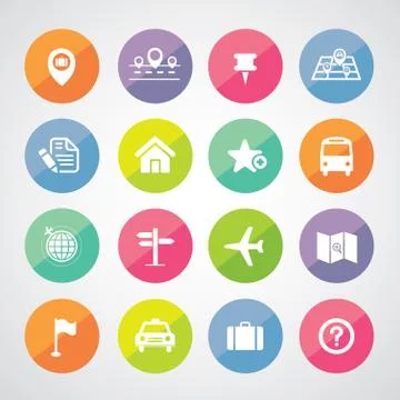 Map and location icons Stock Illustration
