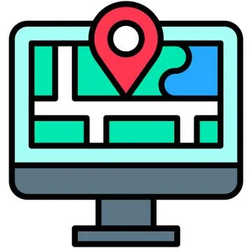 Map and location, Telecommuting or  remote work icon Stock Illustration