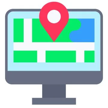Map and location, Telecommuting or  remote work icon Stock Illustration