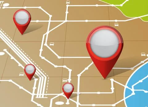 Map and locator pointers illustration Stock Illustration