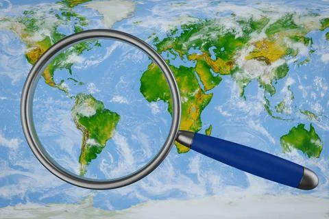 Map and a magnifying glass Stock Photos