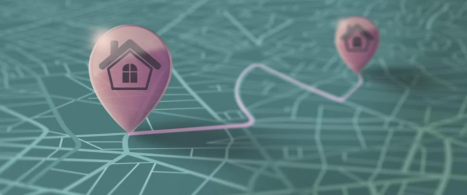 Map and pin marker location, Travel and Navigation GPS Concept. 3D Render. 스톡 일러스트