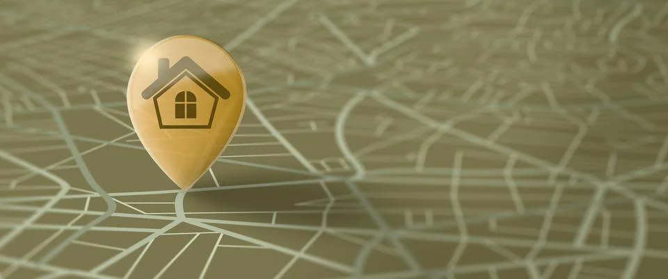 Map and pin marker location, Travel and Navigation GPS Concept. 3D Render. 스톡 일러스트