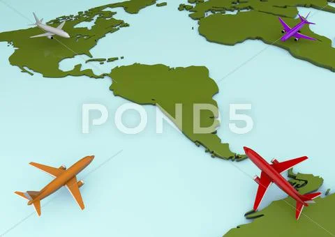 Map and planes Stock Illustration