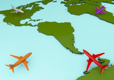 Map and planes Stock Illustration