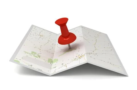 Map and pushpin Stock Illustration