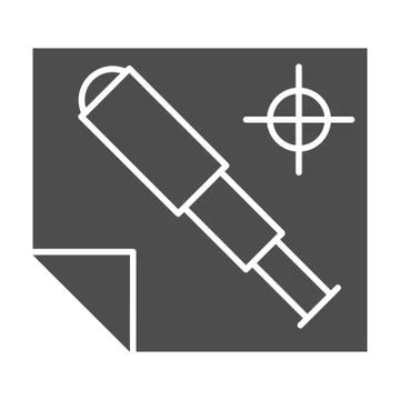 Map and spyglass solid icon, nautical concept, telescope and navigation plan Stock Illustration