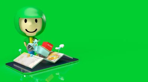The map and tablet for delivery  or  apps transport  concept  3d rendering Foto stock