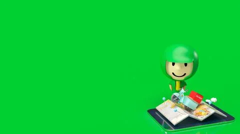 The map and tablet for delivery  or  apps transport  concept  3d rendering Foto stock