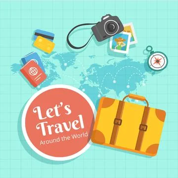 Map and travel elements with flat design Stock Illustration