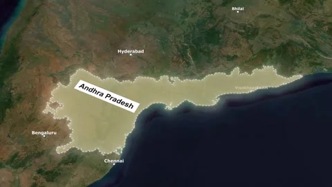 Map of Andhra Pradesh state or province of India Video stock 264282172