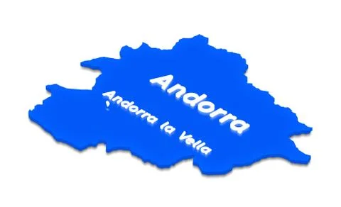 Map of Andorra. 3D isometric perspective illustration. Stock Illustration