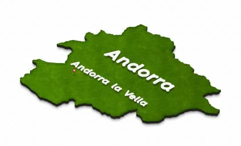 Map of Andorra. 3D isometric perspective illustration. Stock Illustration
