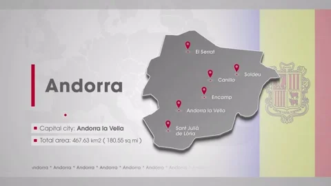 Map Of Andorra With The Important Cities Stock Footage 254472466
