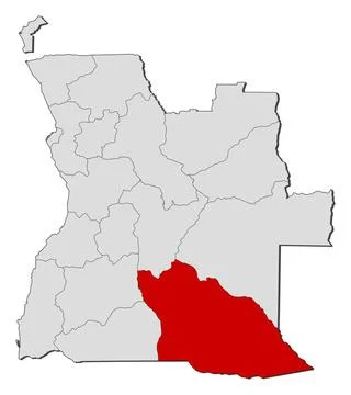 Map of Angola, Cuando Cubango highlighted Political map of Angola with the... Stock Photos
