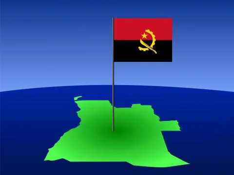 Map of angola with flag Stock Illustration