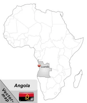 Map of angola with main cities in gray Stock Illustration