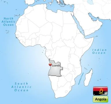 Map of angola with main cities in gray Stock Illustration