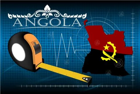 Map of Angola with ruler, vector. Stock Illustration