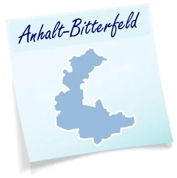 Map of anhalt-bitterfeld as sticky note Ilustración de archivo