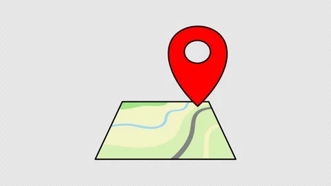 Map animation featuring a terrain field and a red location pin Stock Footage 334125205