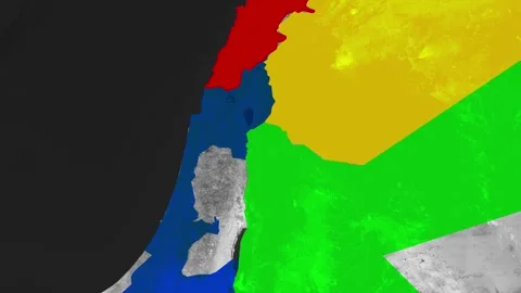 Map Animation Highlighting Syria, Israel, Jordan and Lebanon Stock Footage 340198565