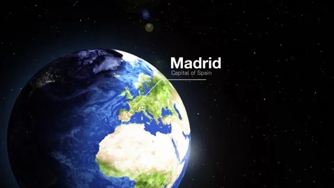 Map animation of Madrid from space, detailed region view, available in 4K. Stock Footage 297109394