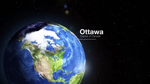 Map animation of Ottawa from space, detailed region view, in 4K. Stock Footage 297174781