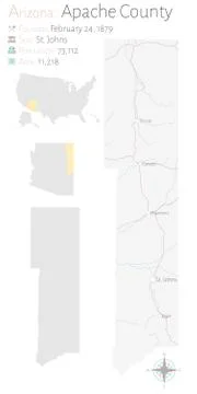 Map of Apache County in Arizona Illustrazione stock