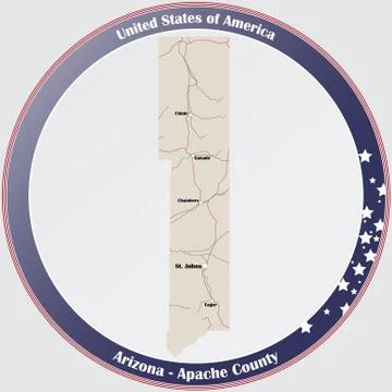 Map of Apache County in Arizona 스톡 일러스트