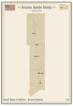 Map of Apache County in Arizona 스톡 일러스트