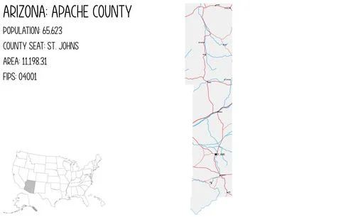 Map of Apache County in Arizona, USA. 스톡 일러스트