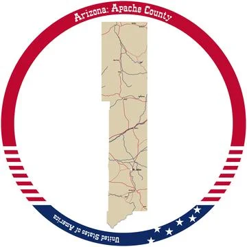 Map of Apache County in Arizona, USA. 스톡 일러스트