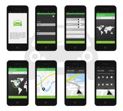 Map app interface on phone screen Stock Illustration