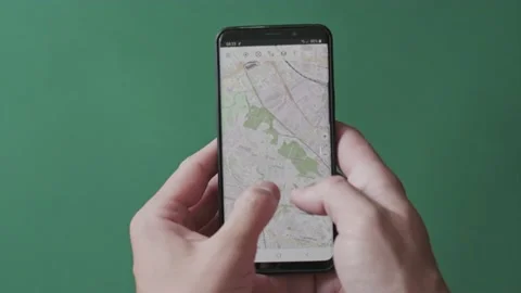 Map app on a smart phone. Stock Footage 136650120