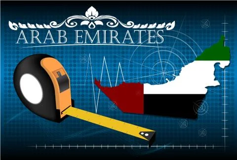 Map of Arab emirates with ruler, vector. Ilustración de archivo