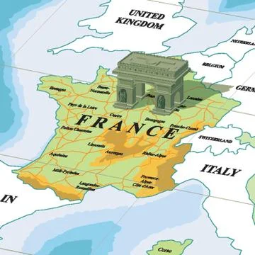 Map With Arc De Triomphe 스톡 일러스트