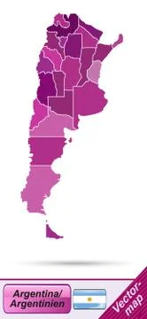 Map of argentina with borders in violet Stock Illustration