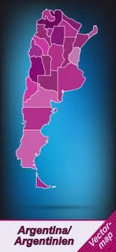 Map of argentina with borders in violet Stock Illustration