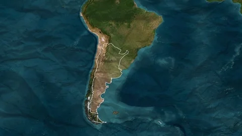 Map Argentina paper texture seen from space Stock Footage 309431467