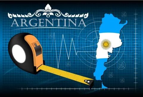Map of Argentina with ruler, vector. Stock Illustration