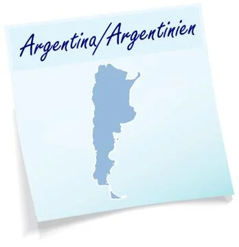 Map of argentina as sticky note Stock Illustration