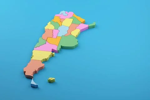 Map of Argentina in three dimensions with copy space. 3d illustration. Stock Photos